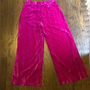 Crushed Velvet High Waisted Wide Leg Pants